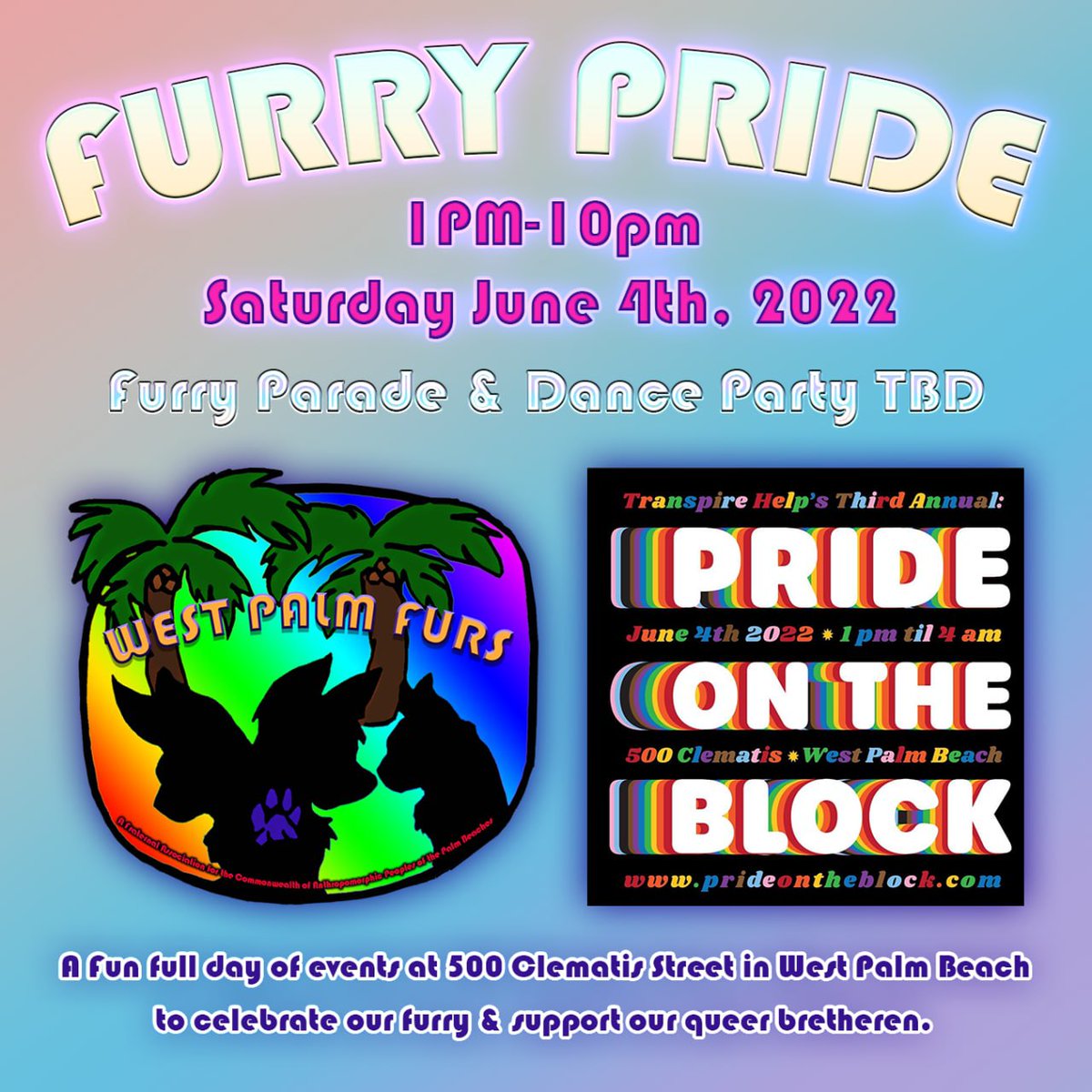 BarkDango's tweet photo. Hey all, join us for #FurryPride down in #WestPalmBeach #Florida. They've tapped me to host &amp; #DJ this year for #pride. It's gonna be a blast. #livemusic #dragshows #furry #furryevents #furryfandom #furrymusic 
Gonna be a fun time! Saturday, June 4th. https://t.co/wAM7orW0ZX