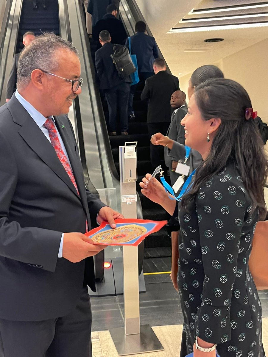 What a wonderful opportunity to meet <a href="/DrTedros/">Tedros Adhanom Ghebreyesus</a> and congratulate him in person on his reappointment as Director General at <a href="/WHO/">World Health Organization (WHO)</a> 
Proud to be sharing the same alumni <a href="/LSHTM/">London School of Hygiene & Tropical Medicine</a> and proudly advocating for eye health <a href="/IAPB1/">IAPB</a>  
#WHA75 
#2030InSight