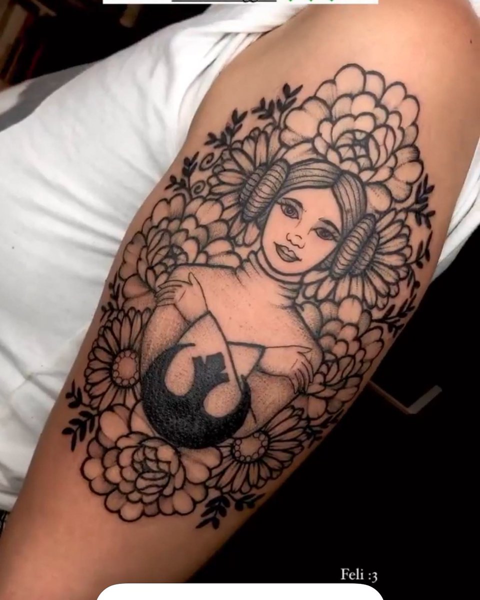 babarbaggins's tweet photo. Finally got around to getting a #Leia tattoo, and I  love her! Artist is @ vics.laga on insta. I think @LookingForLeia  is gonna like this one. 💜💜#MTFBWY https://t.co/ilCVlFaUn3