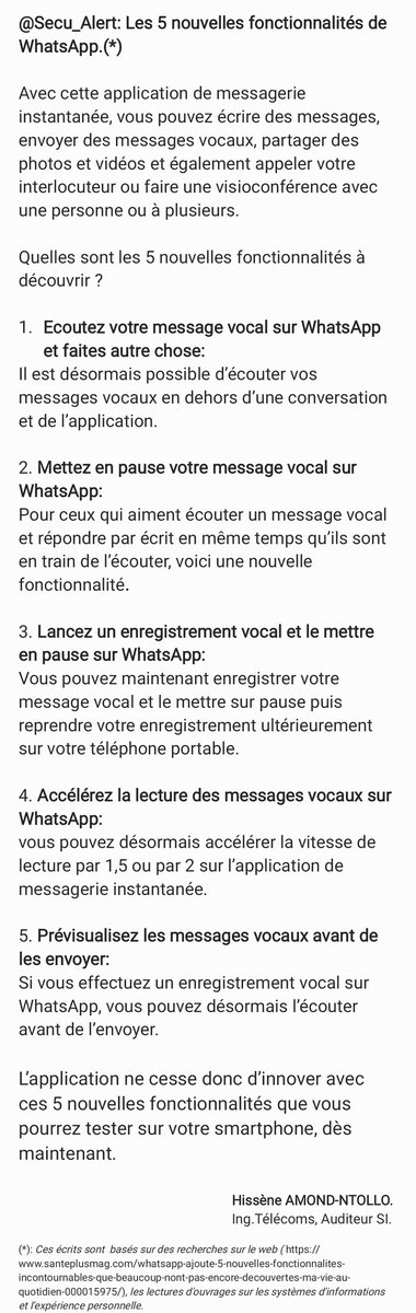 HisseneAmond's tweet photo. #WhatsApp, les 5 nouvelles fonctionnalités à découvrir.
#application_Mobile, #cybersecurite. https://t.co/eDlSxIJKdy