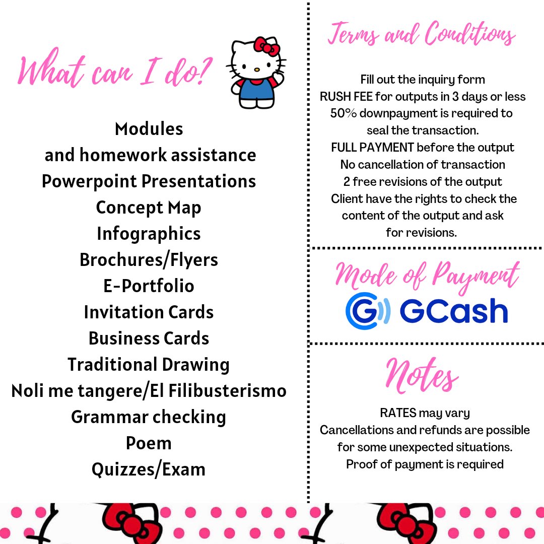 Hi! My name is Dee! Welcome to Dee club! 

Are you looking for a commissioner to help you on your school works? Worry no more because you're on the right profile! 🎀🎀

Feel free to inquire. 

#Deekabibiguin