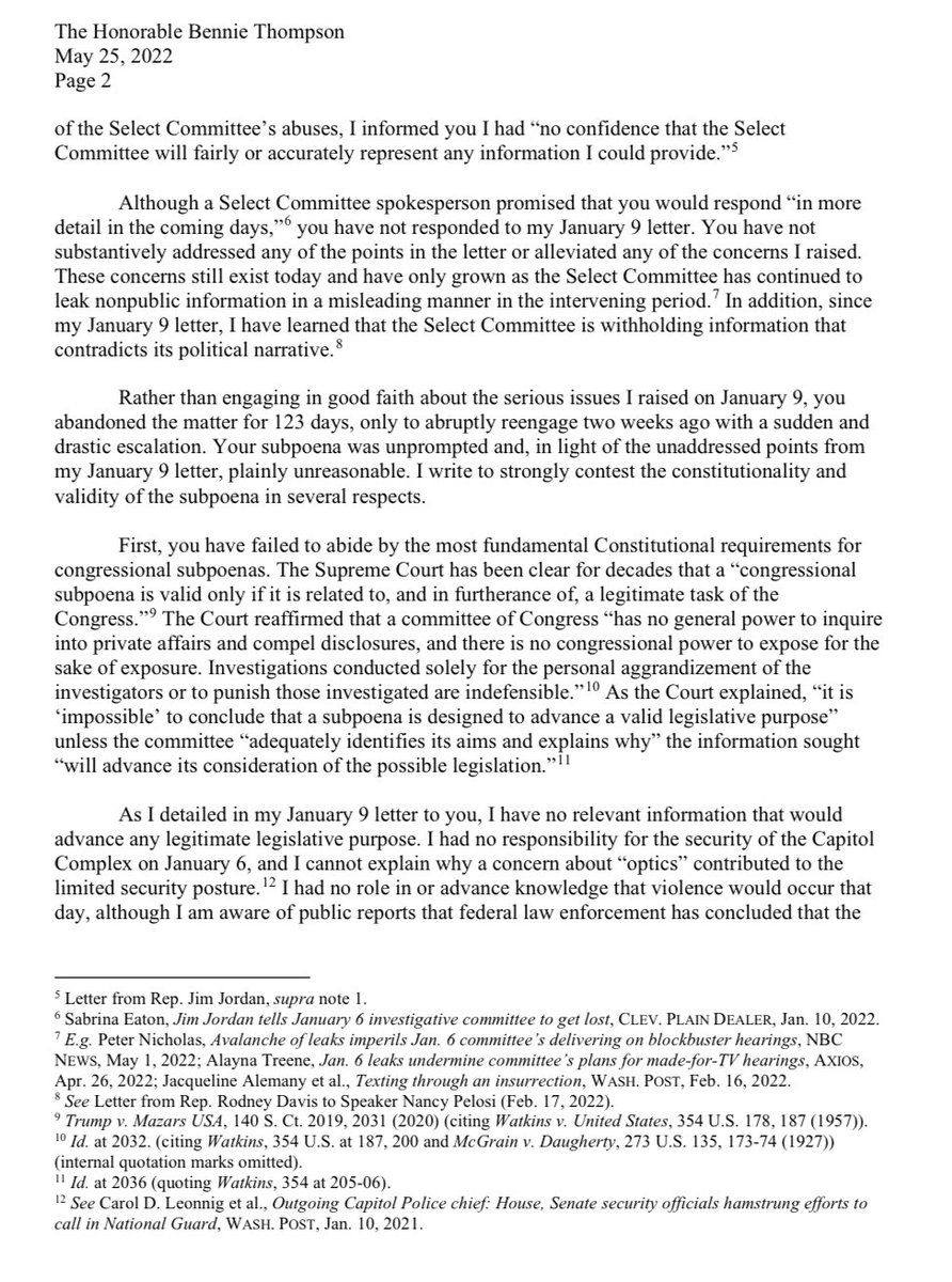 Jim_Jordan's tweet photo. Response to the January 6th Committee: https://t.co/zO7nPK72QQ