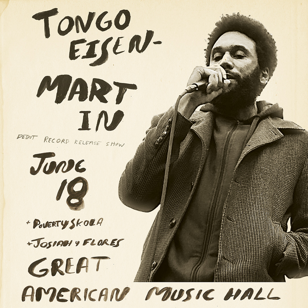 ⚡𝘑𝘜𝘚𝘛 𝘈𝘕𝘕𝘖𝘜𝘕𝘊𝘌𝘋!⚡ On June 18th, GAMH is extremely proud to present the debut record release show of San Francisco’s poet laureate Tongo Eisen-Martin @_Tongogara_ 

💥On Sale N̳O̳W̳💥
🎟️: ow.ly/X0zo50Ji8SU

#tongoeisenmartin #povertyskola #josiahyflores #gamh