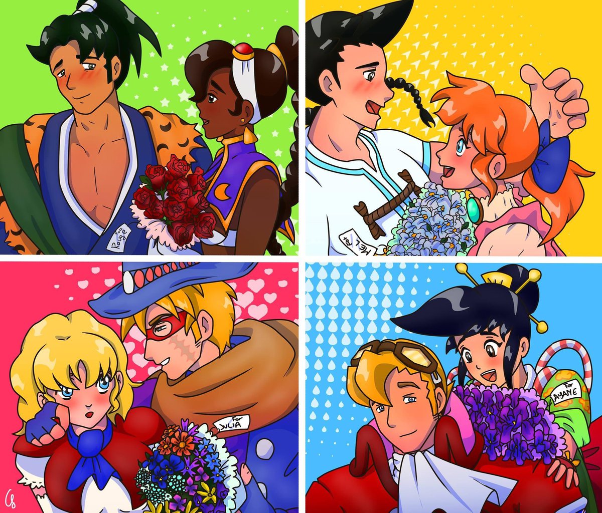 AyameFalcon's tweet photo. Power Couples! #PowerStone #Ryoma #Rouge #WangTang #Mel #Accel #JuliaWhitepearl #EdwardFalcon #Ayame https://t.co/zqpn3RSSUQ