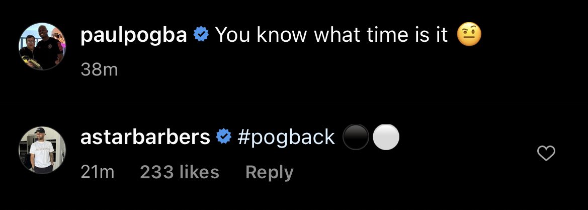 utdreport's tweet photo. Paul Pogba’s barber comments on his latest Instagram post https://t.co/IpJntFSL3U