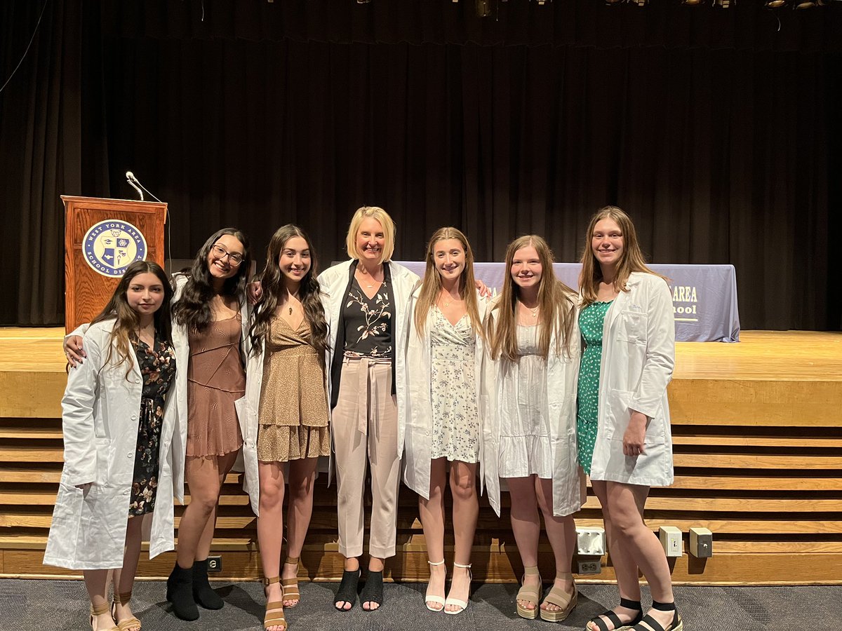 So proud of my PLTW seniors and honored to present them with their white lab coats. Congrats girls! #wyproud #pltw