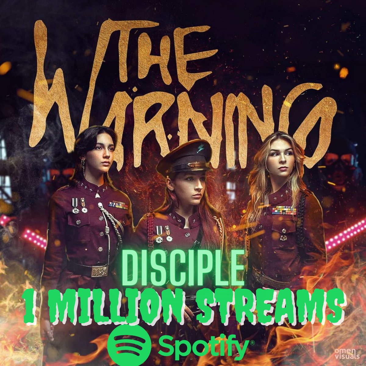 TheWarningAust's tweet photo. 🔥Congratulations to The Warning🔥
⚡️Their song DISCIPLE has reached 1 Million Streams on @Spotify⚡️
🎧 Stream Now on #Spotify: https://t.co/Ro0g3KO69O
📻 Stream the full #MaydayEP here: https://t.co/n1X28VQdVc
#TheWarning
📸 Original: Chino Zenteno
🌄 Edit: Omen Visuals https://t.co/uv7FPw3Q8v
