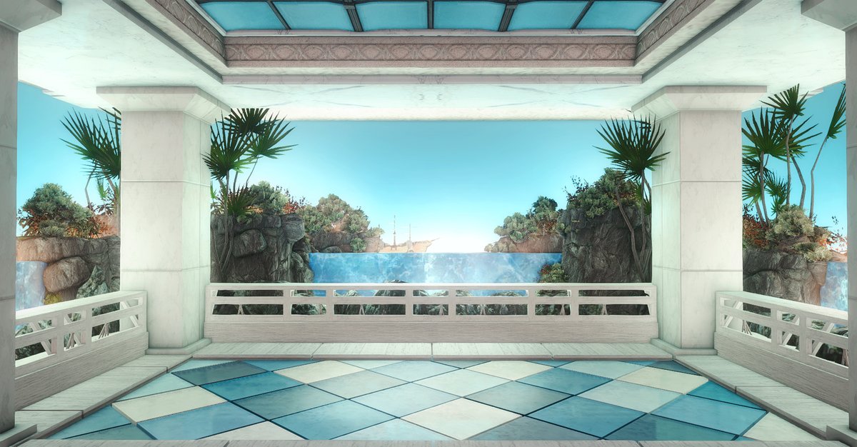FaeriePeach's tweet photo. [L] "Santorini" - A luxurious vacation suite overlooking the seaside ⛵️ 

Elemental, Kujata, Empyreum, W5, P60. 

#FF14Housing #hgxiv #HousingEden #FF14ハウジング #FFXIV #FF14 https://t.co/dJTZCfy6Ru