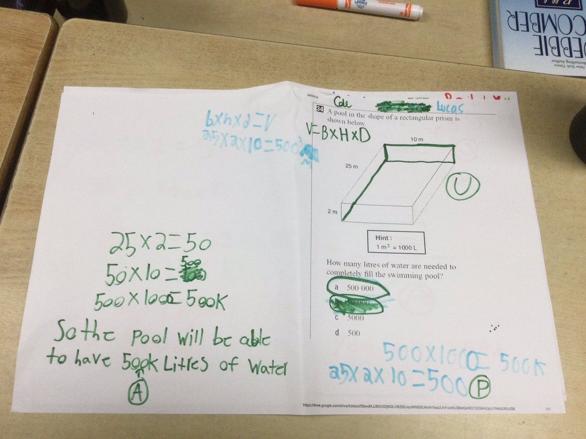 waltonsclass's tweet photo. Today trying to figure out how to solve this 2 step problem, plus read the question to decide what the question is asking, key to read question twice &amp; highlight key words to begin the challenge @WestwoodUGDSB @ugdsb #ugmath https://t.co/m5NylVONQg