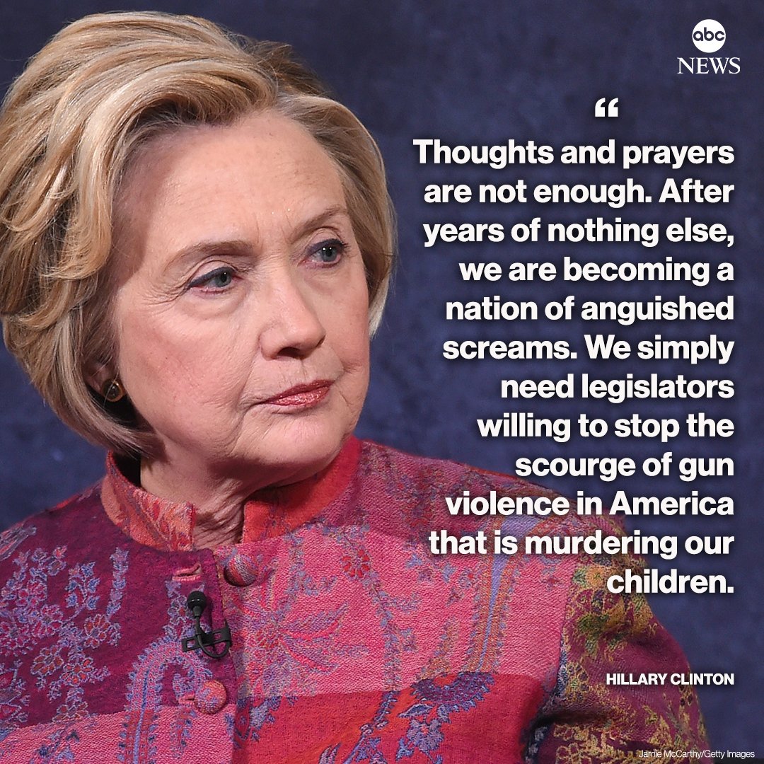 ABCPolitics's tweet photo. “After years of nothing else, we are becoming a nation of anguished screams. We simply need legislators willing to stop the scourge of gun violence in America that is murdering our children,” Hillary Clinton says after Texas elementary school shooting. https://t.co/bfC9IMz2IS https://t.co/q1RyNfKEKz