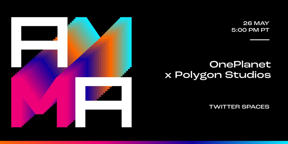 0xPolygonEco's tweet photo. AMA Alert! 🚨 Tomorrow at 5:00 PM PST

Join us for a conversation with @OnePlanet_NFT hosted by @fwiz where we'll discuss the Polygon + OnePlanet partnership and how OnePlanet will be supporting projects migrating to Polygon.

Don't miss this one! https://t.co/TTZGxUeOYg