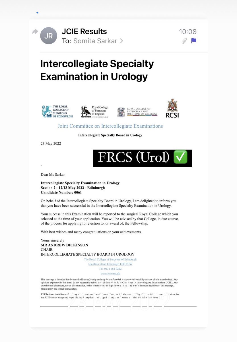 It’s still sinking in! Couldn’t have done it without all the support from family, friends and colleagues. I owe you all urology advice for life! #FRCSUrol #urologytraining #comingtoaurologydeptnearyousoon