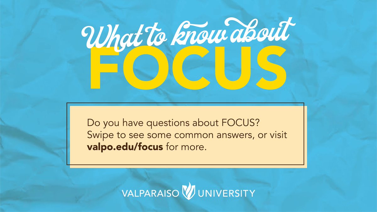 ValpoU's tweet photo. Are you a new Valpo student or parent wondering what FOCUS will entail? Check out some FAQ, resource information, and tips on what to bring. For more, visit https://t.co/ID2pLA7z1N. https://t.co/x95xgLMv3j