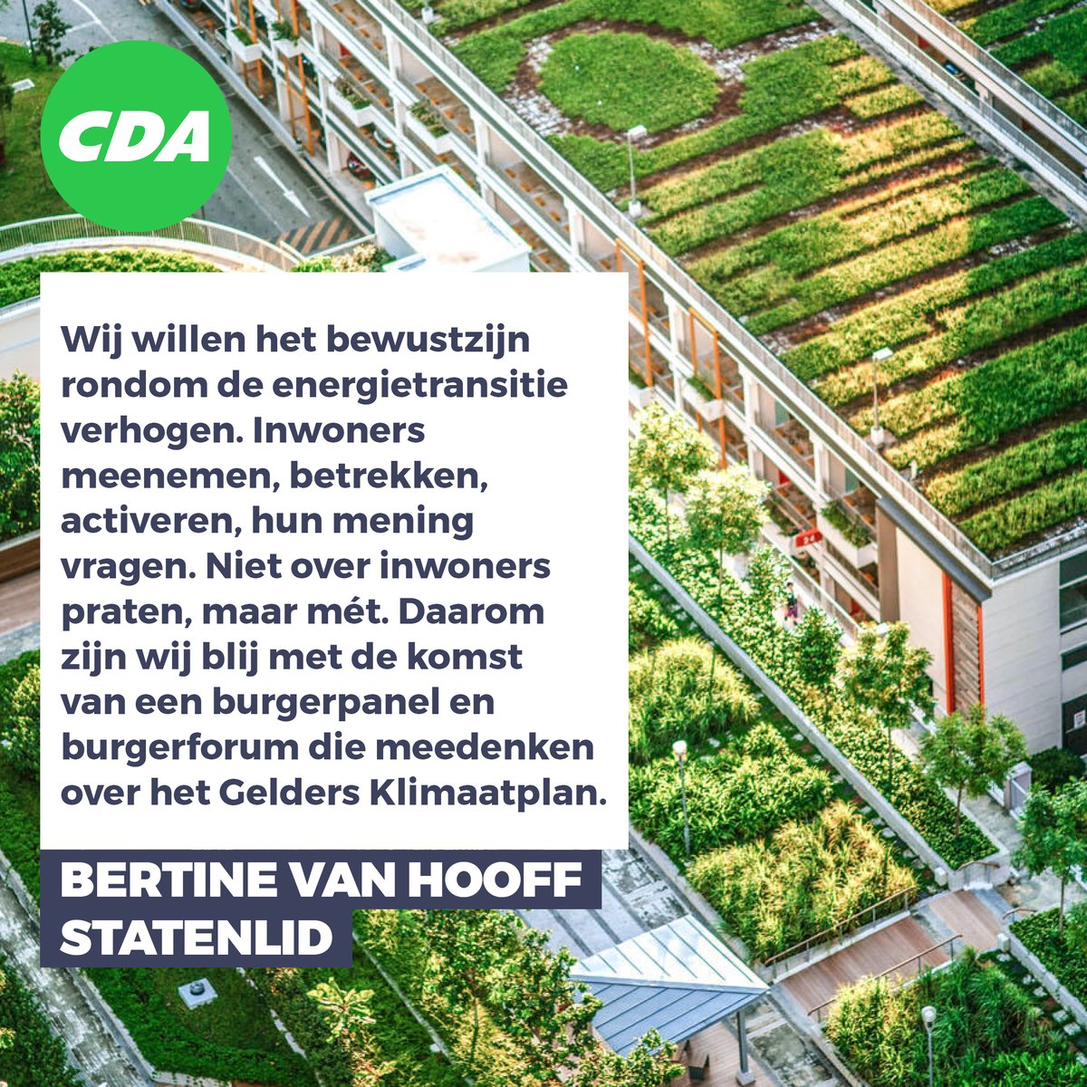 Op initiatief van onze <a href="/BertinevanHooff/">Bertine Van Hooff</a> komt er een burgerpanel met 3.000 Gelderlanders. Zij denken mee over het Gelders Klimaatplan. CDA hecht zeer aan burgerparticipatie, zeker bij een belangrijk dossier als de energietransitie. samenvoorgelderland.nl/nieuws/gelders…