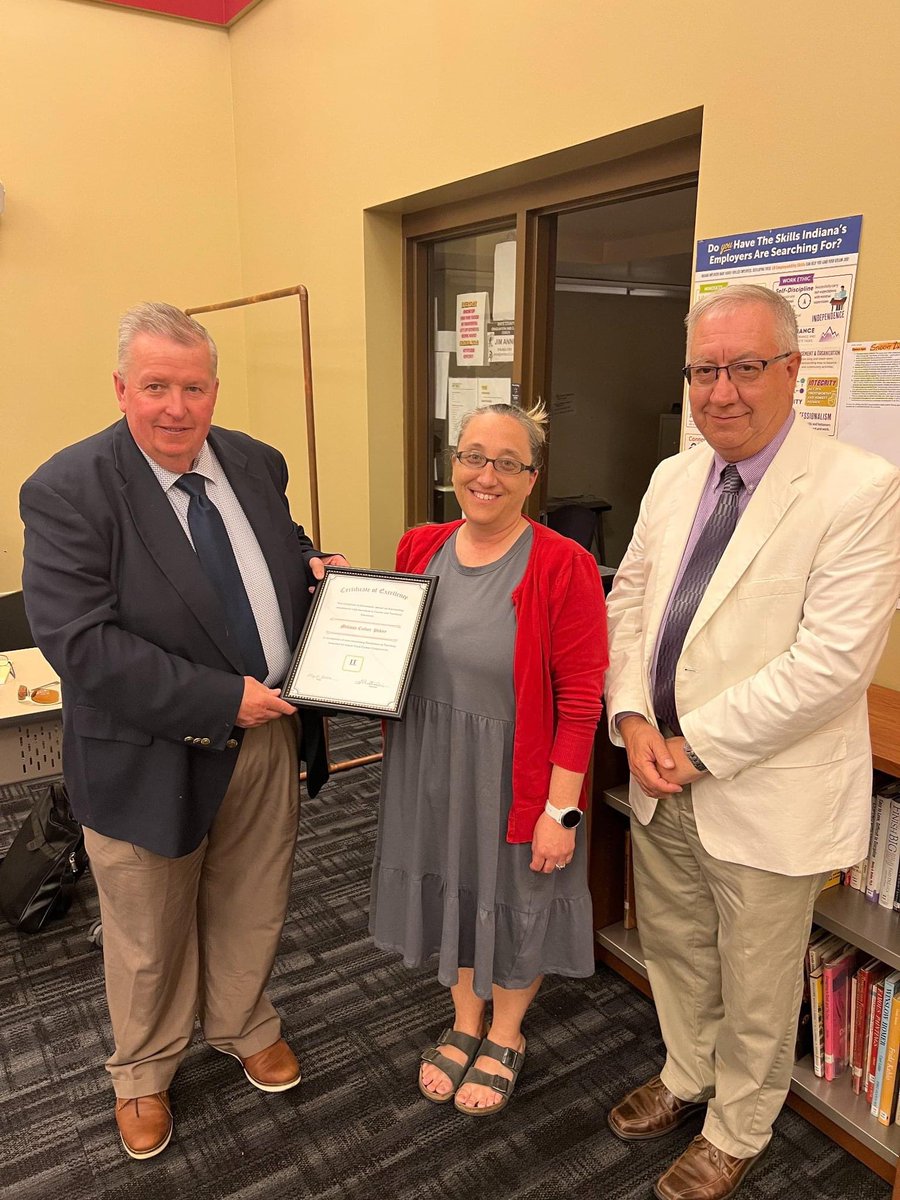 Frontier FACS teacher Mrs. Culver-Pekny got recognized at the school board meeting last week for her continued Excellence in Teaching awarded by the Indian Trails Career Cooperative.