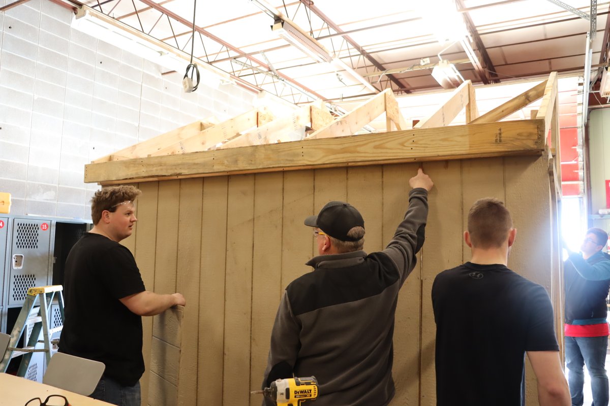 FOCTC's tweet photo. Construction students tackle multiple facets of the industry, from masonry &amp; carpentry to operating heavy machinery &amp; introductory architecture. One of the capstone projects? Designing and building a shed &amp; wiring it for electricity.
#CTCConstruction #CTEWorks #GenerationT https://t.co/vlcmsjDgDX