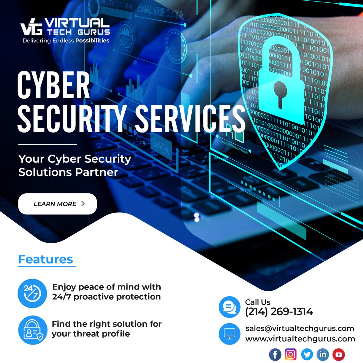 vtgindia's tweet photo. Our cyber security services protect you from breaches and attacks on your systems that may ordinarily go unnoticed.

#cybersecurity #cyberdefense
#cyberattack #cyberjobs
#cyberrecovery #virtualtechgurus
#entrepreneur #startups
#fortune500 https://t.co/46mkcPFDu6
