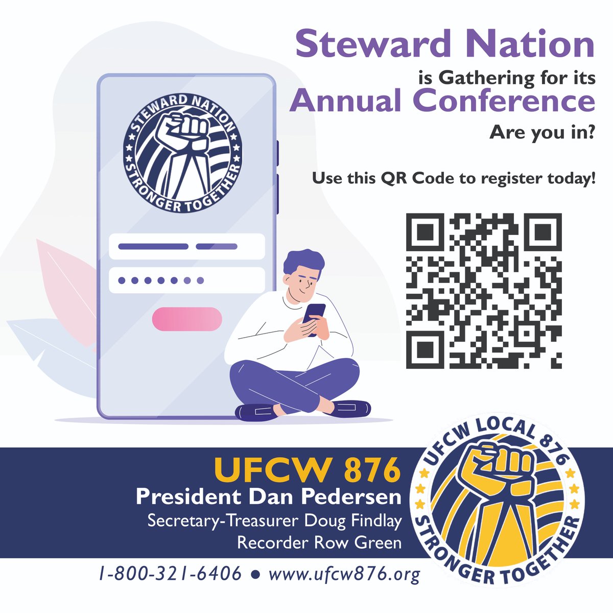 UFCW876's tweet photo. #UFCW876 is gearing up for the best Steward event of the year - the Annual Steward Conferences this June! #PresidentPedersen may have a few surprises planned.
Not registered yet? No problem. Use the QR code below. See you there #876stewards #876Strong #unionsteward #1u #ufcw https://t.co/oo7s3uXVl7