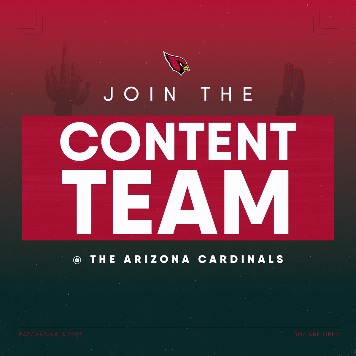 zjg's tweet photo. The @AZCardinals are building something special in the Valley &amp; here's your chance to be a part of it. 👀

Executive Producer/Editor, Original Content:
https://t.co/KRrak09vgq 

Video Content Producer:
https://t.co/BCBAAyMd7a

Social Media Producer:
https://t.co/3t3Zi6U4RC https://t.co/VdMcYqjHaV