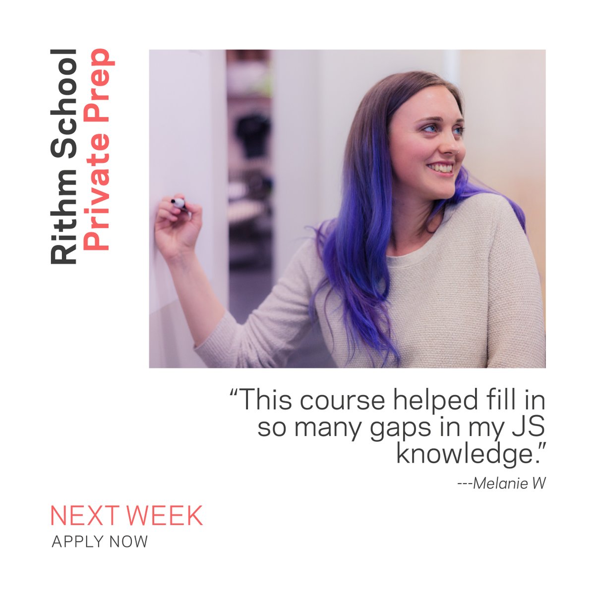 rithmschool's tweet photo. Just two seats left for next week's Private Prep! Don't miss this chance to level up your JavaScript knowledge in a small, collaborative environment. ๐ฅณ
https://t.co/oF1BDpvWGs
#javascript #learntocode #codingbootcamp #codewithus #bestcodingbootcamp https://t.co/ZYVg3tzerx