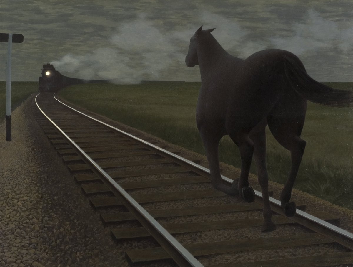TheAGH's tweet photo. Collection Showcase // Alex Colville (Canadian 1920-2013), Horse and Train, 1954, glazed oil on hardboard.
A controversial addition to the #AGHCollection, Colville’s Horse and Train has since become one of the Gallery’s most requested & iconic works.
https://t.co/KBNFCVGyyh https://t.co/xBEOWWdAQ0