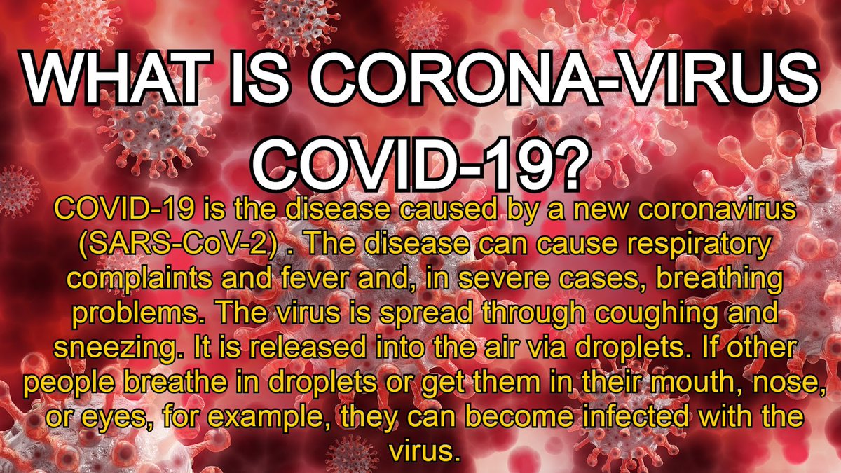 HealthAdvisor99's tweet photo. What is Coronavirus?
#COVID-19 is the #disease caused by a new #coronavirus (#SARSCoV-2) . The disease can cause respiratory complaints and fever and, in severe cases, breathing problems.
#coronavirus #Covid_19 #Symptomsofcoronavirus 
https://t.co/OQl9qRTXyT https://t.co/5YguNLPEtc