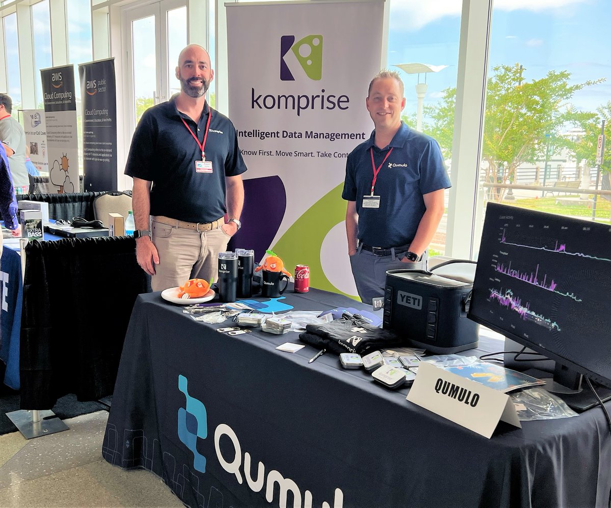Komprise's tweet photo. Komprise and @qumulo talking #unstructureddatamanagement and #cloudstorage at the North Carolina Local Government Information Systems Association @nclgisa summit! https://t.co/t8PeZsG8pD