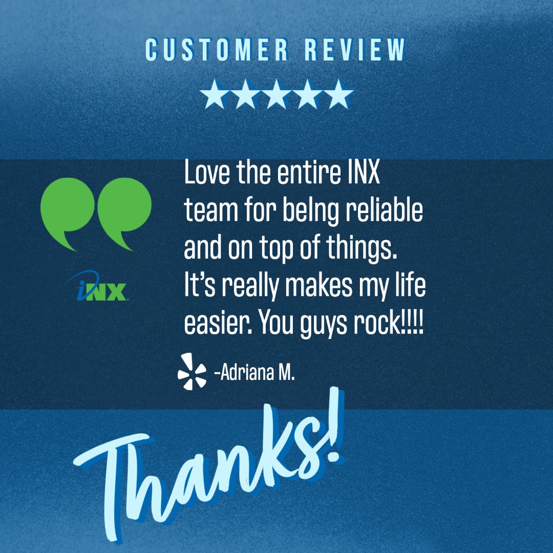 "Love the entire INX team for beIng reliable and on top of things. It really makes my life easier. You guys rock!!!!" 🌟🌟🌟🌟🌟

We are grateful for each and every #review our customers leave for us. Thank you, Adriana!

Reviews about iNX: teaminx.com/reviews