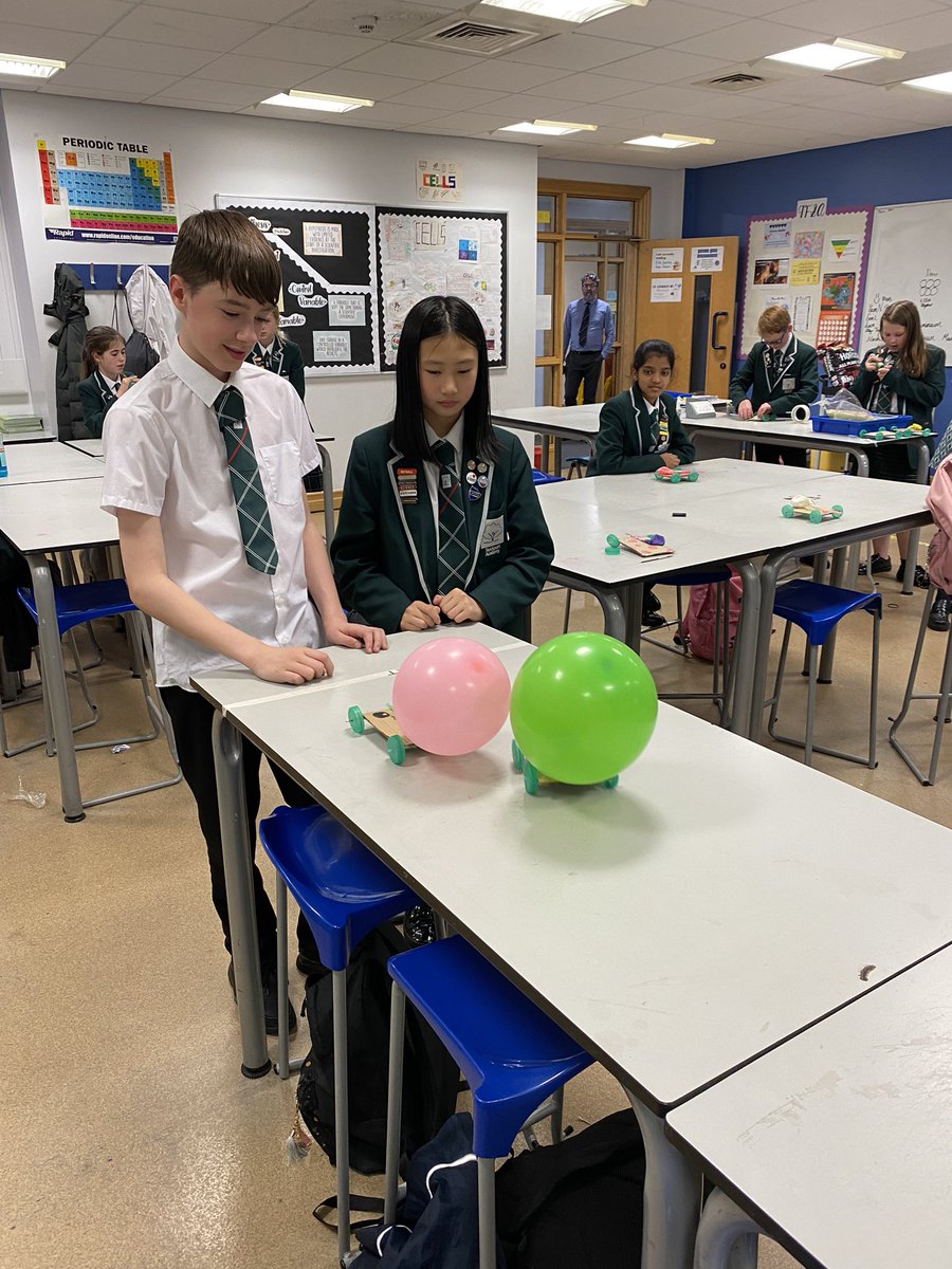 sciencecrewSA's tweet photo. Science club raced their balloon cars today and also potted up their sunflowers ready to take home 🌻 #STEM https://t.co/vMwP5yROt9