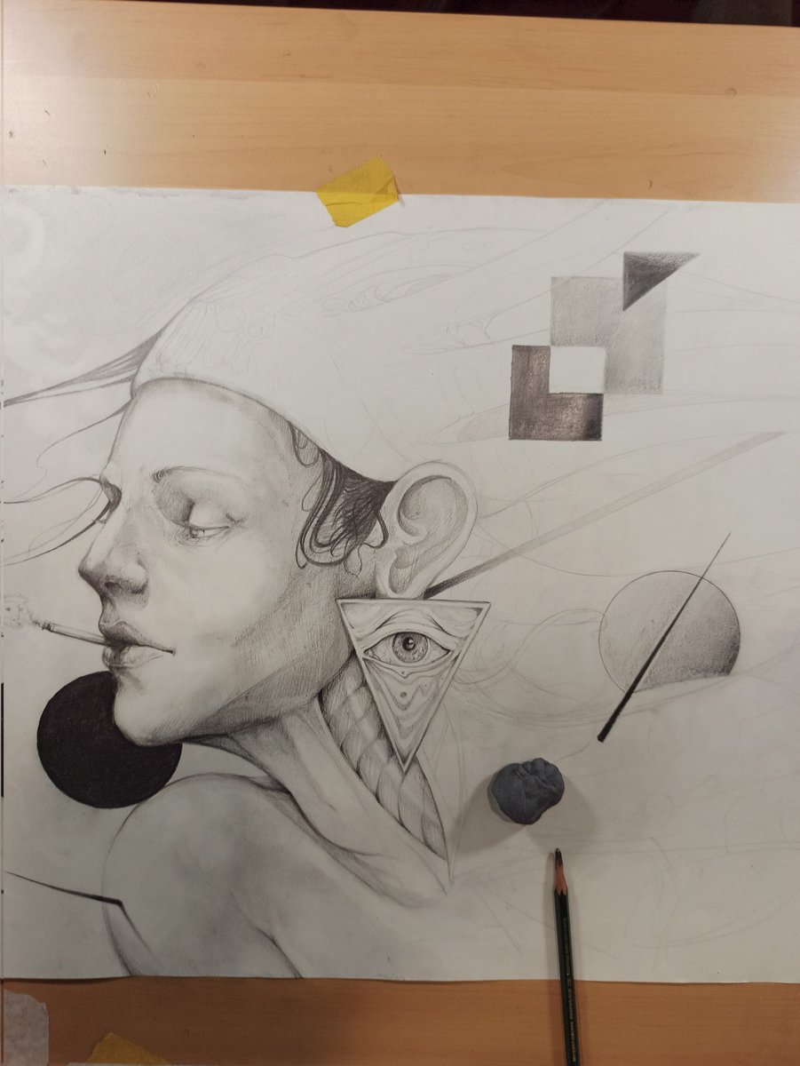 Enchantedarts's tweet photo. Lundi j'ai commencé les recherches pour mon prochain gros tableau. Et j'ai fini par continuer ce vieux projet. 
Il prend forme le bougre https://t.co/kd1tQoCofu
