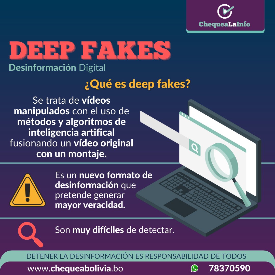 luisfelipearce's tweet image. 🧐 No creas todo lo que ves en internet, la desinformación digital tiene efectos negativos. 
#ChequeaLaInfo #ChequeaBolivia #Desinformación