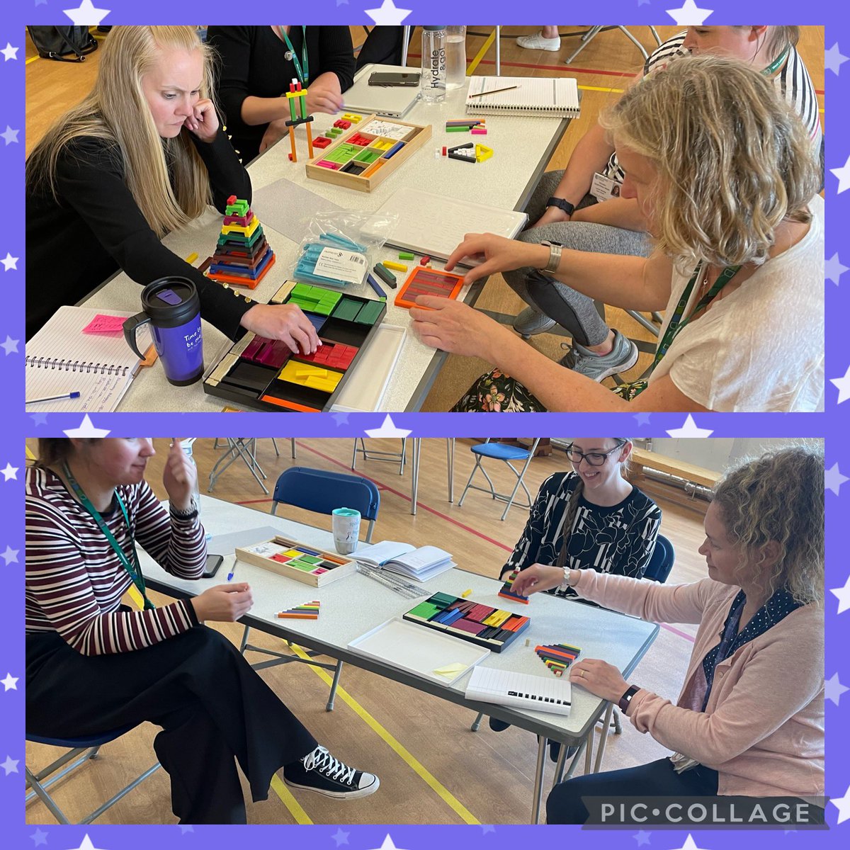 Great dialogue and participation with practitioners @TEAMUphallPS using Cuisenaire Rods to enhance children’s understanding of equivalence, patterns, relationships and a variety of mathematical concepts including fractions @WLmaths @WL_Equity