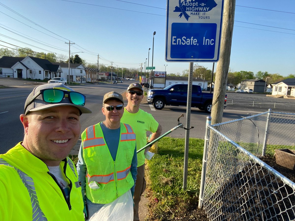 All smiles at this years Adopt a Highway program! EnSafers Ric Federico, Bayless Kilgore, and Adam Wanta participated in this years event and wound up collecting 10 bags of trash along a 2 mile stretch of Scottsville Road in Bowling Green, KY. Kudos to a job well done!