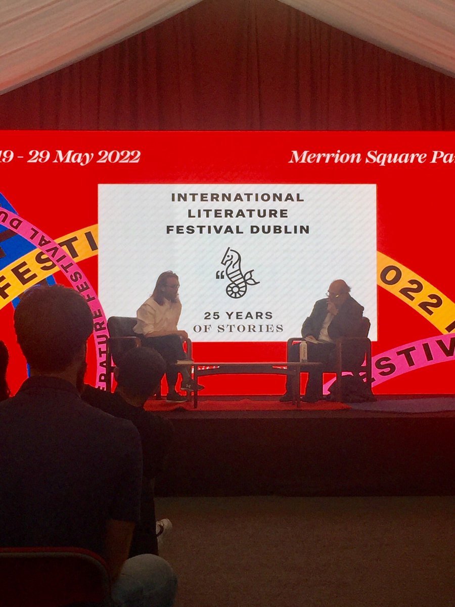 thesparklyshell's tweet photo. #ColmTobin and @Padraig_Regan @ILFDublin in #Speranza tent. Luminous literary evening in #MerrionSquare. And the sun is shining. Still! https://t.co/Rwij40S0Ry
