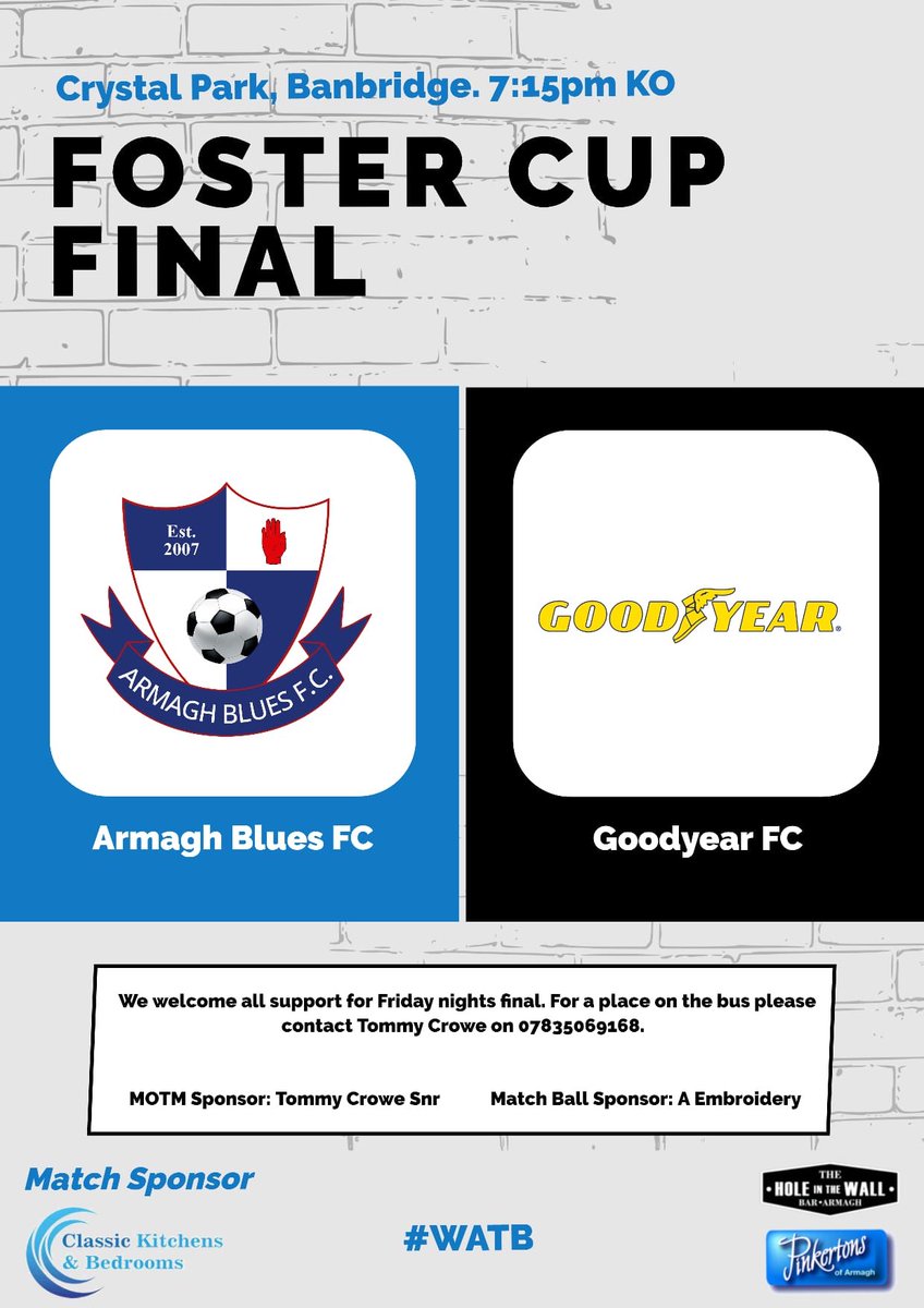 ArmaghBluesFC's tweet photo. FOSTER CUP FINAL 🏆 | 
#WATB 🔵⚪️ https://t.co/28bpyOT5Rd