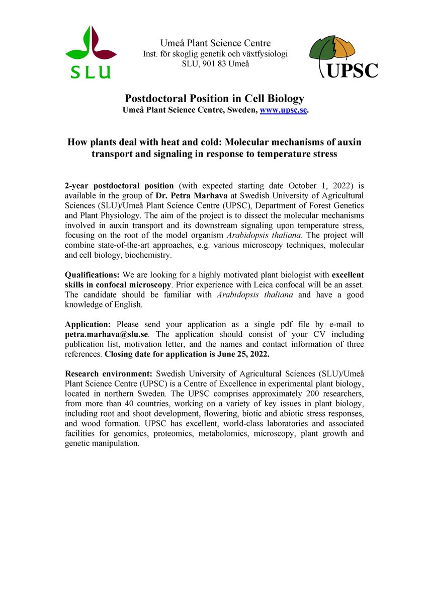 Postdoc position in cell biology available in my group! Please RT!
