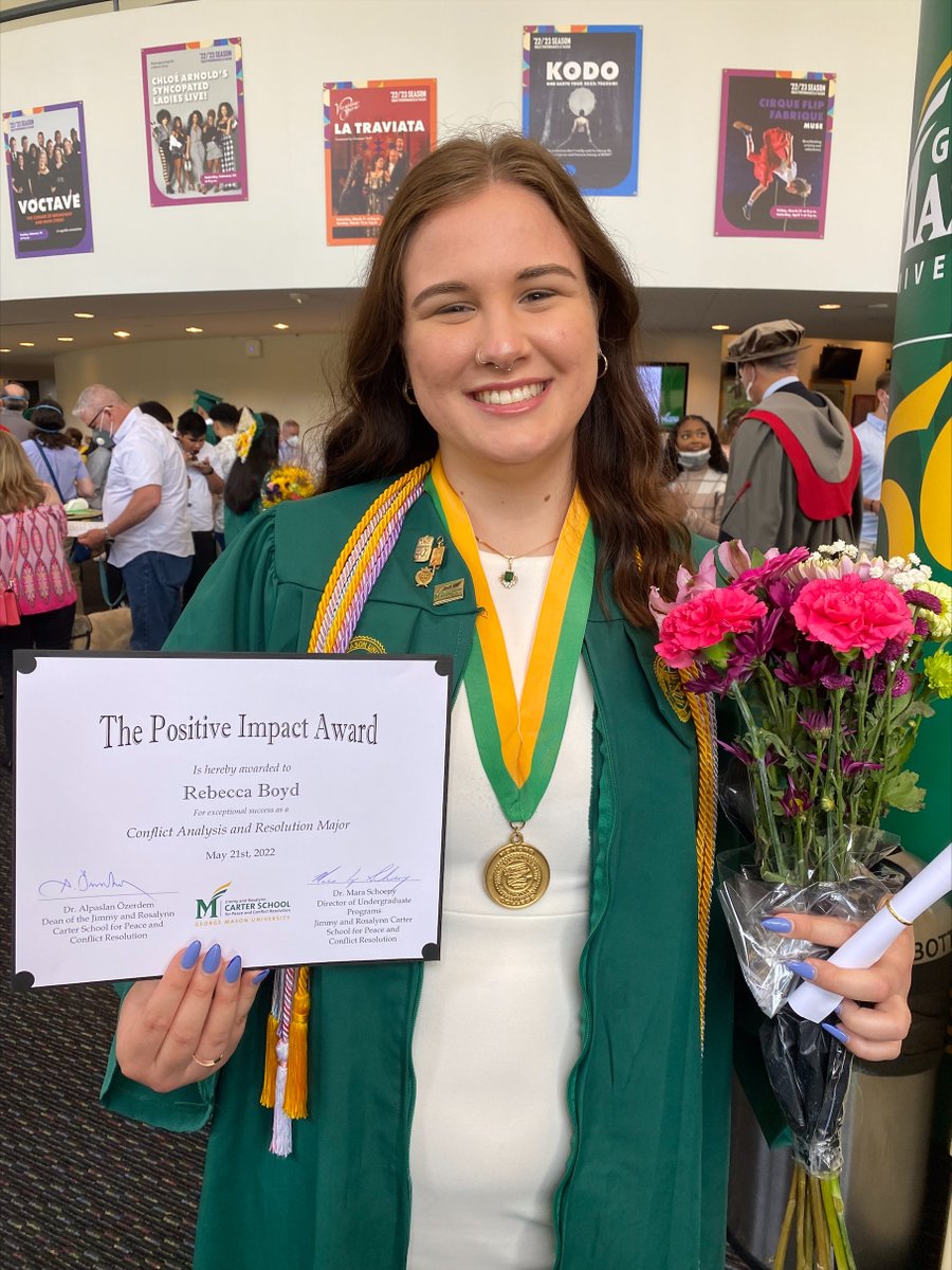 GMUCarterSchool's tweet photo. The Carter School is proud to award 2022 graduate Becca Boyd the Positive Impact Award for taking strong scholarship exhibited in the classroom and applying what is learned to tackle complicated issues within communities. https://t.co/8wavHvUpZ5