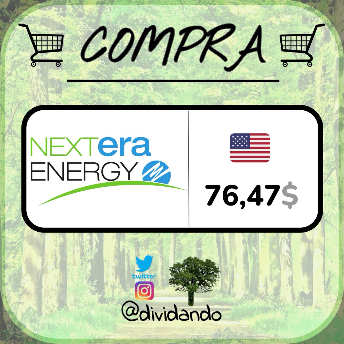 👉 Compro 🇺🇸 $NEE (NextEra Energy) a 76,47$.