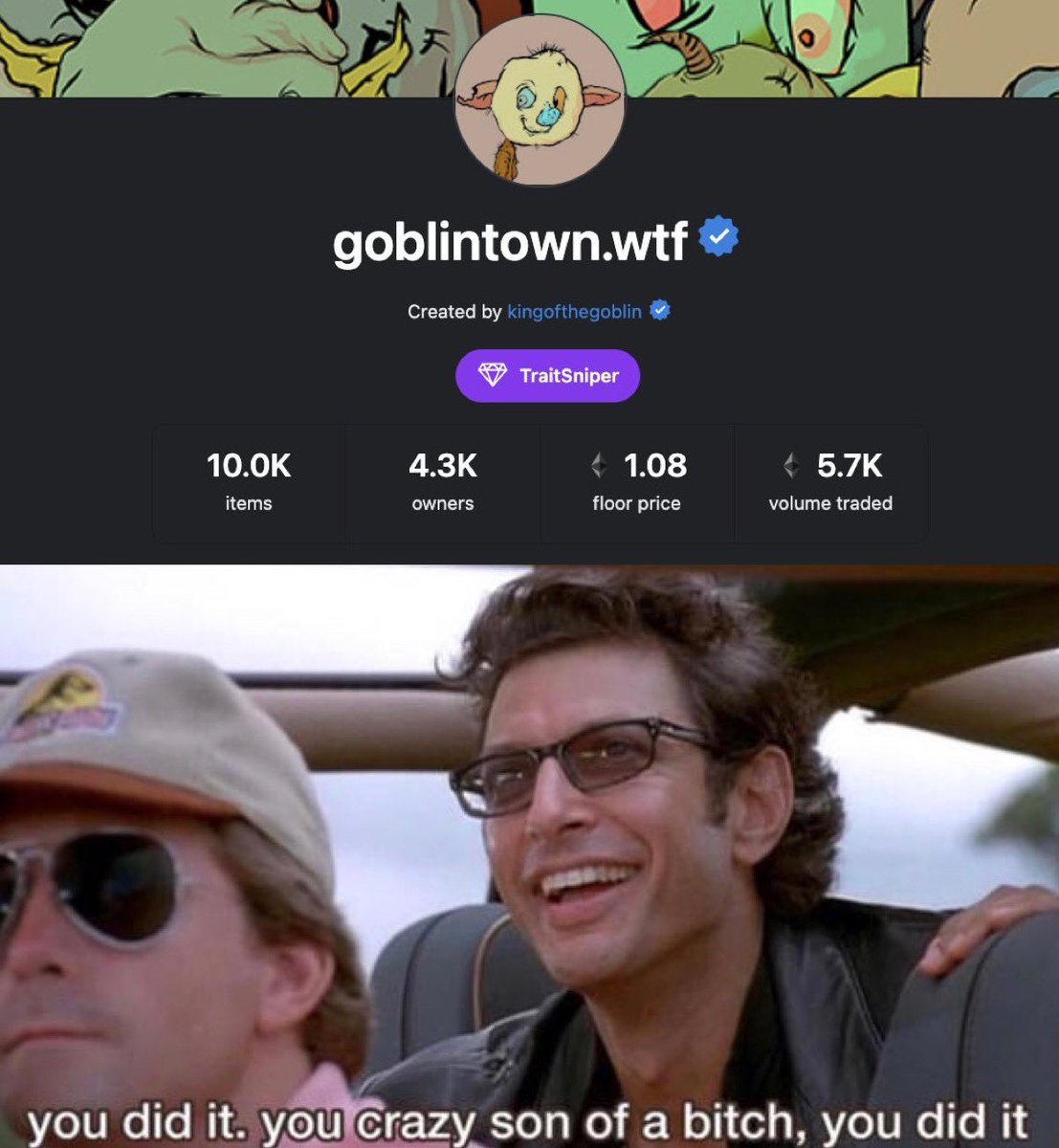 ChorizoCrypto's tweet photo. You did it @goblintownwtf https://t.co/NNyFW3aAgg