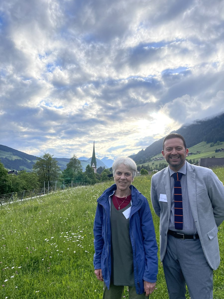 KhannaLabUF's tweet photo. Obligatory photo with my favorite #calciumchannel scientist, the #GOAT @ucl’s Prof. Annette Dolphin 
#Austria #tirol #Alpbach 
Photo credit: @ek_harding https://t.co/2YWtluVfl1