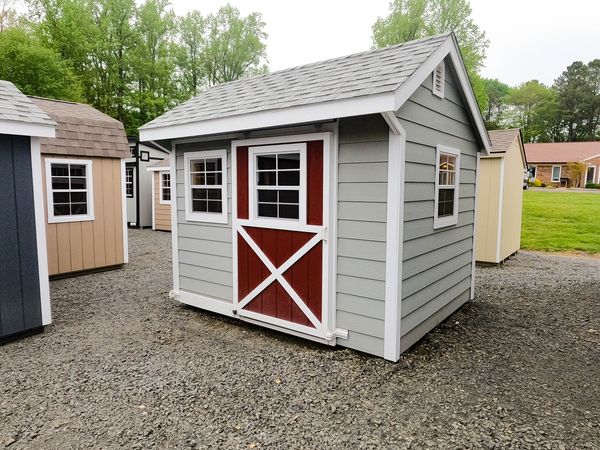 Thisnthatamish's tweet photo. 8X10 Quaker Shed waiting to become someone's outdoor workshop. Features two red doors, a loft, workbench, pegboard and finished walls and ceiling. Stop by one of our locations or visit our website to get started on a project of your own https://t.co/D8rdkLDC20 https://t.co/N3lXGr3e2x
