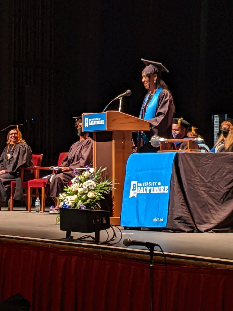 ubaltmain's tweet photo. "Whatever path you choose...whatever you choose to do in life, do it with pride, passion, and integrity." ~Monique Ganser '22 @UBaltCPA #UBaltGrad https://t.co/bb19GK5ZuZ