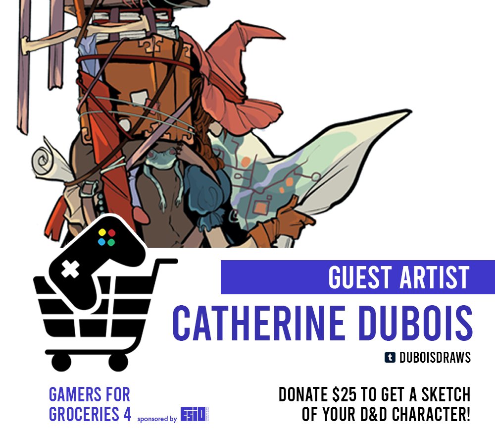 Andrew Leung (@amsheldraws) on Twitter photo We have another new guest artist for <a href="/GamersGroceries/">Gamers for Groceries</a>! @duboisdraws is an illustrator and comic book artist, and is joining us to draw some of your #dnd characters. We can't wait to see her pieces. Hi Catherine! We have another new guest artist for <a href="/GamersGroceries/">Gamers for Groceries</a>! @duboisdraws is an illustrator and comic book artist, and is joining us to draw some of your #dnd characters. We can't wait to see her pieces. Hi Catherine!