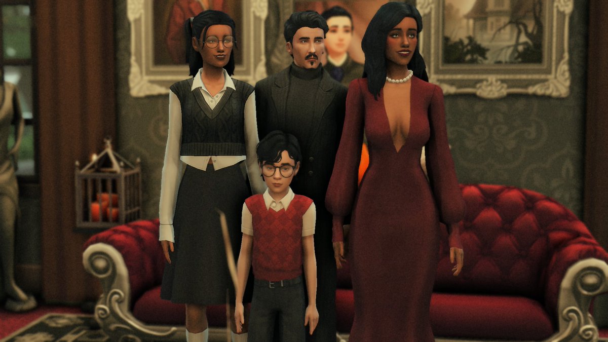 HalloweenSims's tweet photo. I still had old version of the Goth family available, so I gave them a little makeover. I don't play with premades in my main save, but the Goths were always my favorite premade household🖤 #thesims4 #bellagoth #mortimergoth #cassandragoth #alexandergoth https://t.co/XC035wV5iR