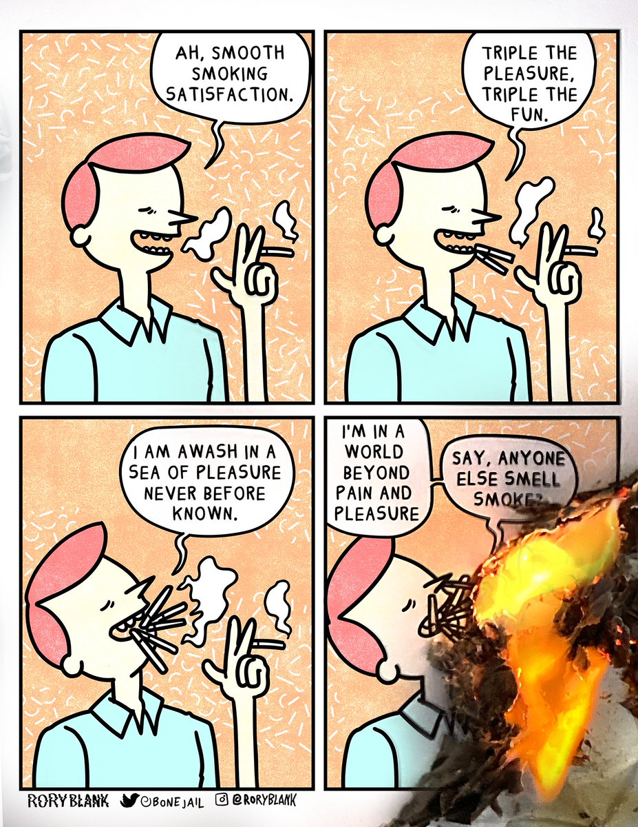 smooth smoking satisfaction
(re-run, I'm sick, so here's a comic about what I wish I could be doing right now) 