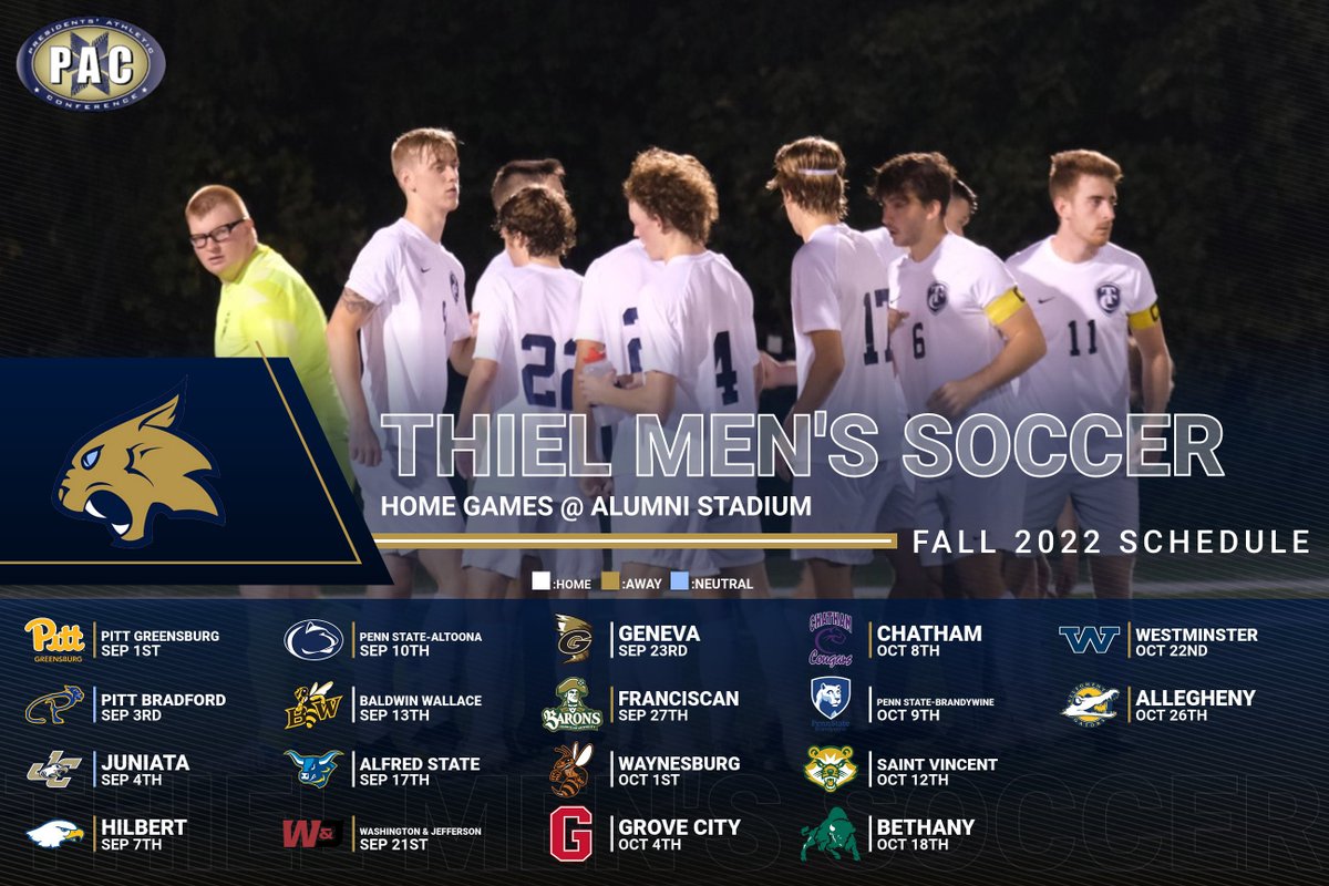 Thiel_MSOC's tweet photo. Our Fall 2022 schedule is here. We kick off the season September 1st! #TCMS #BuildingUp #COYT https://t.co/R9srLlSA2m