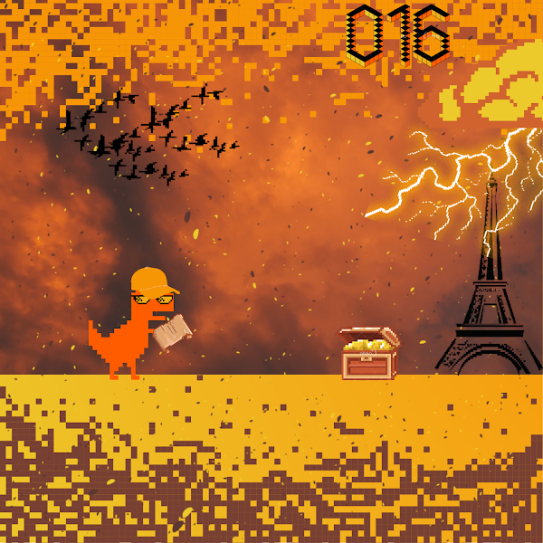 DinosaurClub001's tweet photo. Our dear dinosaur is in Paris guys, searched and found a treasure chest. These are the characteristics that only art #016 has! https://t.co/tvX3BUkhFN #NFTs #opensea #Metaverse #criptomoedas #DinosaurClub001 https://t.co/D6BzcgvojA