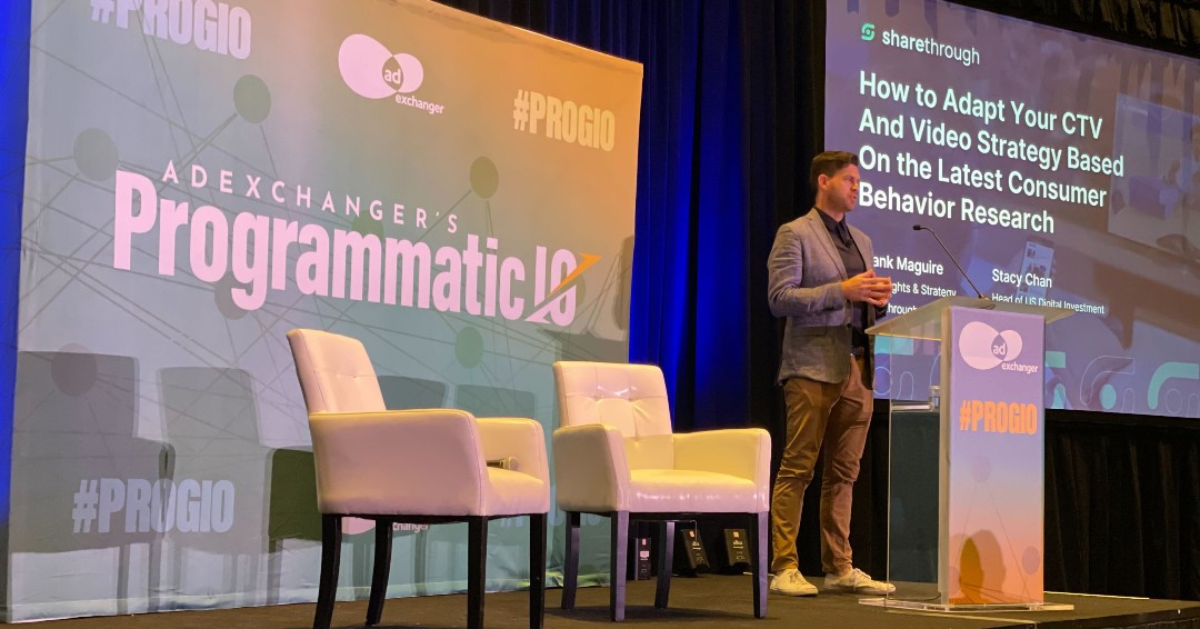 sharethrough's tweet photo. 🎤 Frank Maguire, VP of Insights & Strategy was a featured speaker at @adexchanger's Programmatic IO Las Vegas alongside Stacy Chan, Head of Digital Investment at PHD. The presentation focused on how brands can better adapt their CTV & video strategy.
#CTV #PROGIOLV #video https://t.co/LDiKXfCFRE
