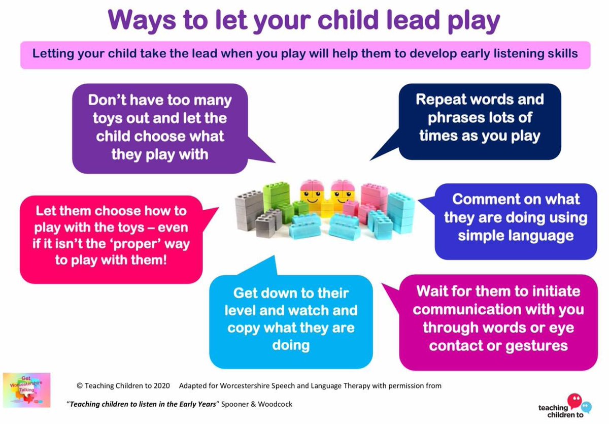 SLT_Worcs's tweet photo. To go with our tip of the week: ways to let your child lead play 💬☺️ #play #SLCN #sltworcstip 

@sar_smith @MegD121 @JacquiWoodcock @vixthespeechie @fionatotney @Charlotte16SLT @HMcCone_SLT @dharford79 👍🏼🌈💙 

Find our resources: https://t.co/2I6bq3oInO https://t.co/JEpKBUgP6s