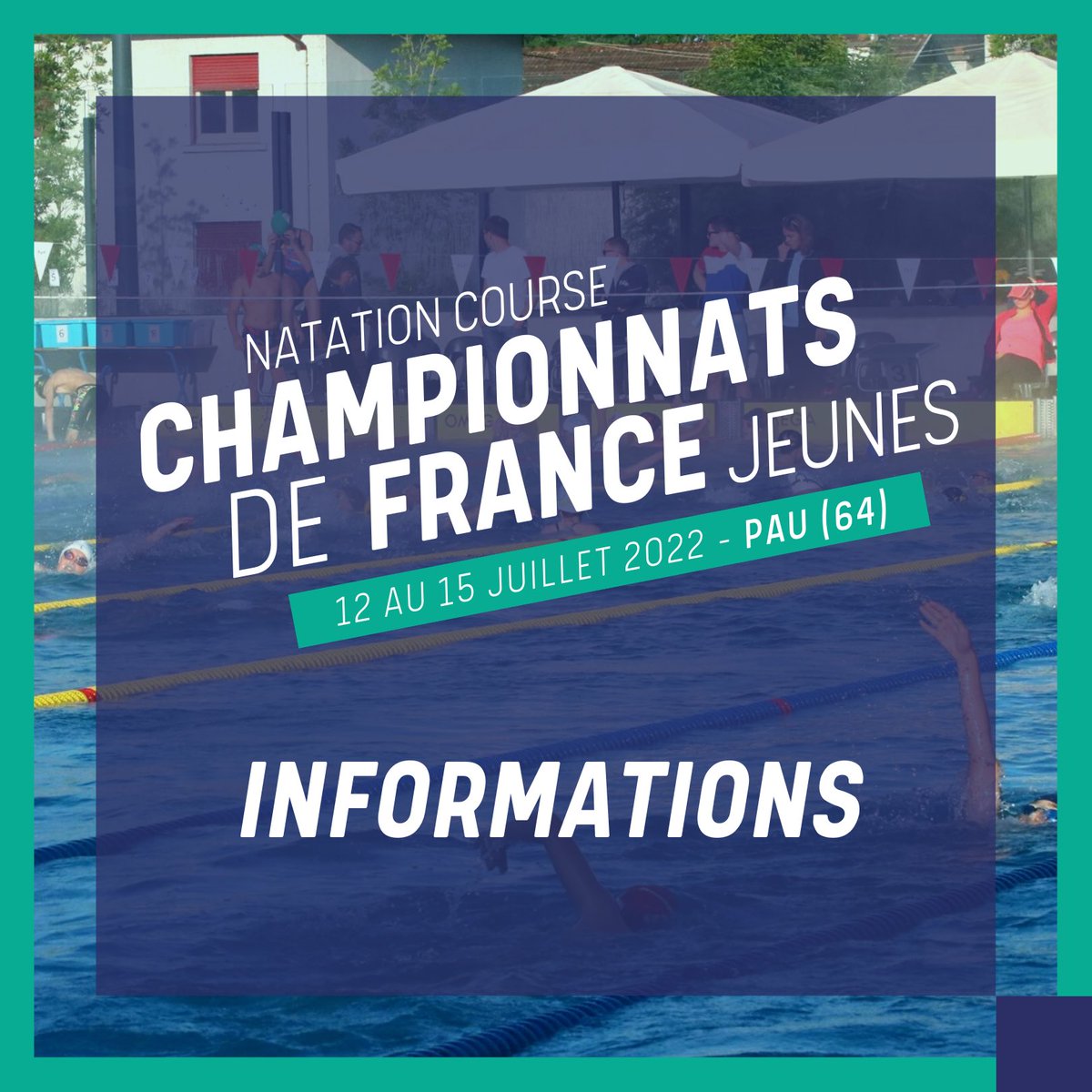 ffnatationLNA's tweet photo. [NATATION COURSE]
🇫🇷 Du 12 au 15/07 nous organiserons les Championnats de France Jeunes ! 

Retrouvez toute l’actualité et les informations ici : https://t.co/bEzsXlFCUC

🎟 La billetterie sera prochainement en ligne

#FFNPAU2022
#NagerEnNouvelleAquitaine https://t.co/YQONtoqTTh